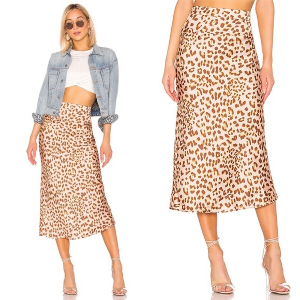Free people normani biased leopard printed skirt